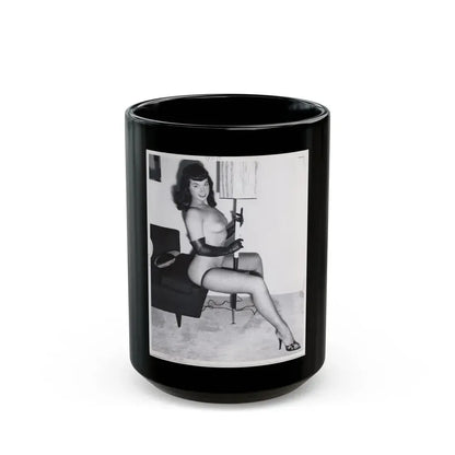 Bettie Page #109_1 (Vintage Female Icon) Black Coffee Mug 15oz - Go Mug Yourself
