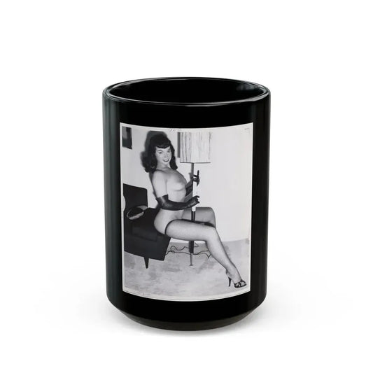 Bettie Page #109_1 (Vintage Female Icon) Black Coffee Mug 15oz - Go Mug Yourself