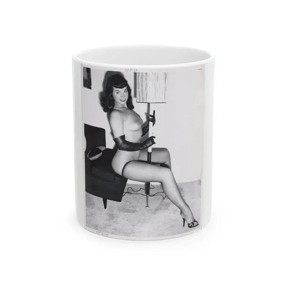 Bettie Page #109_1 (Vintage Female Icon) White Coffee Mug 11oz - Go Mug Yourself