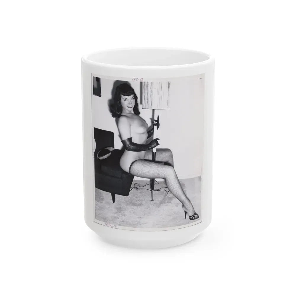 Bettie Page #109_1 (Vintage Female Icon) White Coffee Mug 15oz - Go Mug Yourself