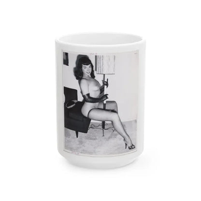 Bettie Page #109_1 (Vintage Female Icon) White Coffee Mug 15oz - Go Mug Yourself