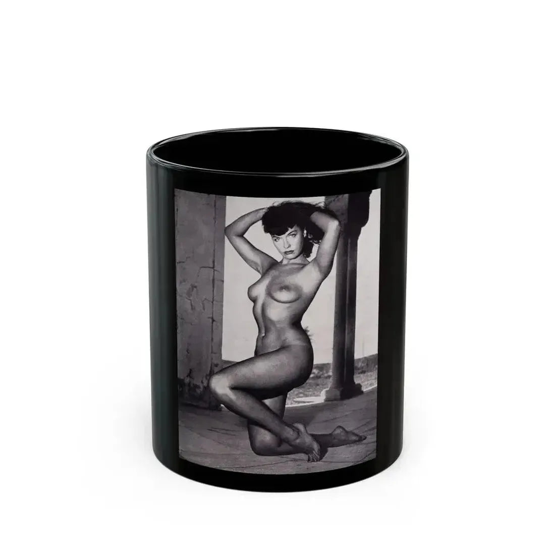 Bettie Page #111 (Vintage Female Icon) Black Coffee Mug 11oz - Go Mug Yourself