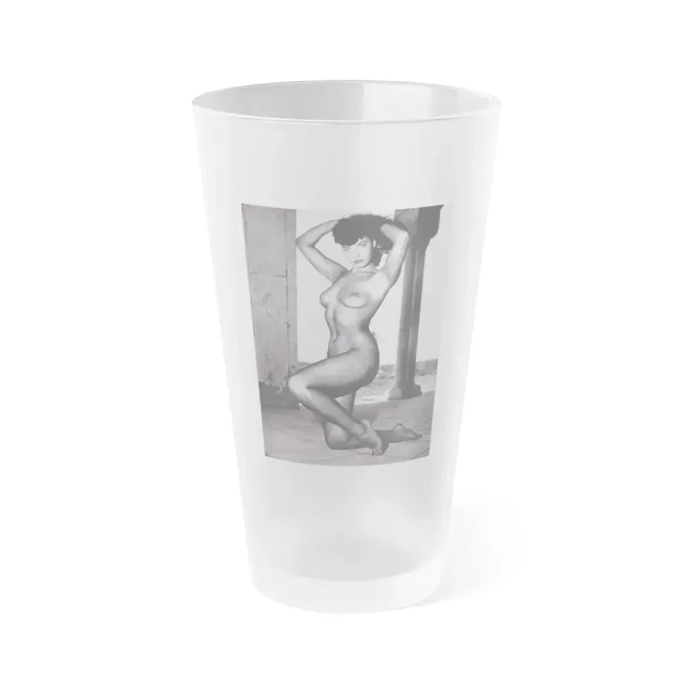Bettie Page #111 (Vintage Female Icon) Frosted Pint Glass 16oz 16oz Frosted - Go Mug Yourself