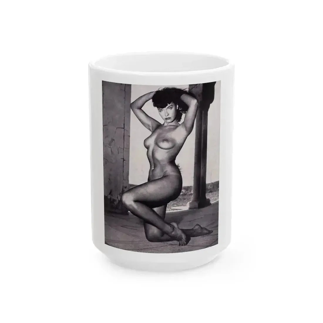 Bettie Page #111 (Vintage Female Icon) White Coffee Mug 15oz - Go Mug Yourself