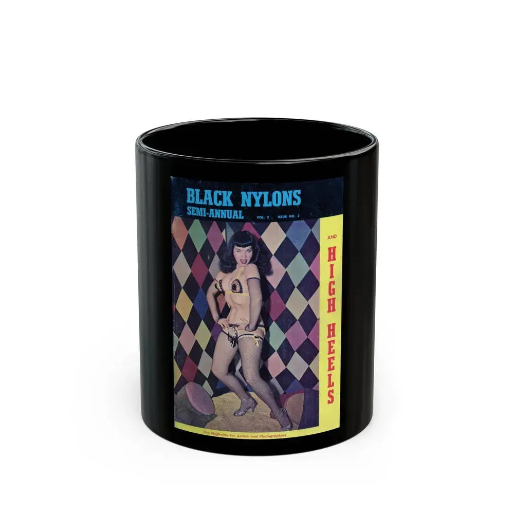 Bettie Page #112 (Vintage Female Icon) Black Coffee Mug 11oz - Go Mug Yourself