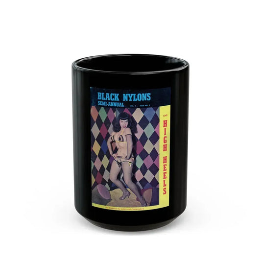Bettie Page #112 (Vintage Female Icon) Black Coffee Mug 15oz - Go Mug Yourself