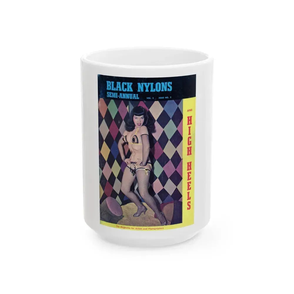 Bettie Page #112 (Vintage Female Icon) White Coffee Mug 15oz - Go Mug Yourself