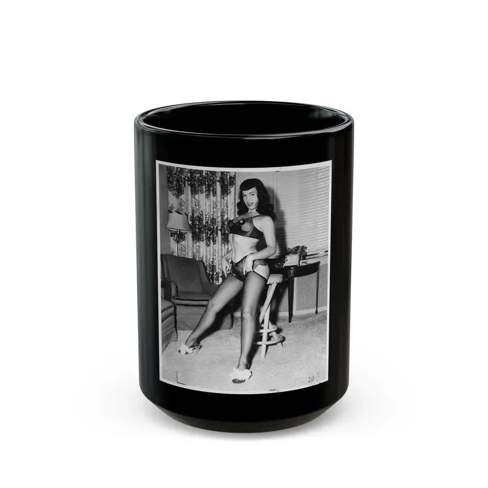 Bettie Page #114 (Vintage Female Icon) Black Coffee Mug 15oz - Go Mug Yourself