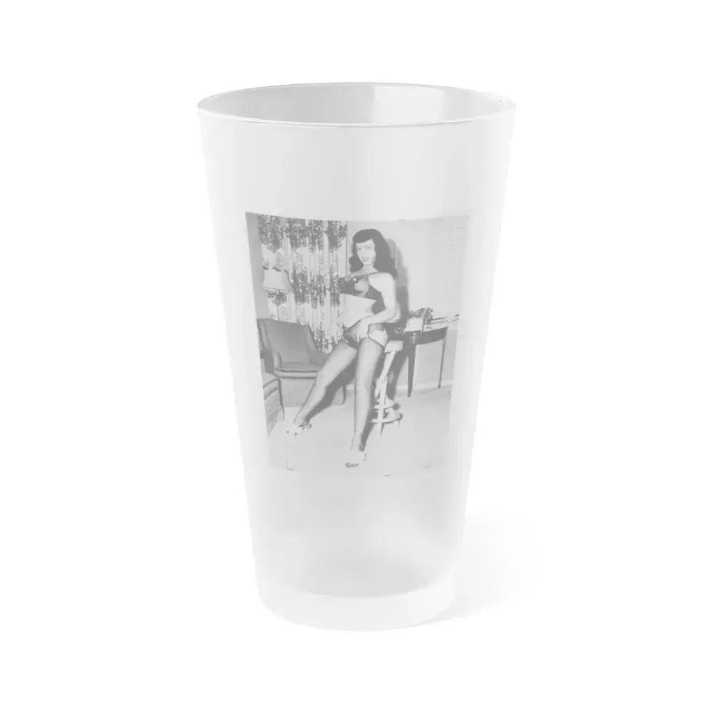 Bettie Page #114 (Vintage Female Icon) Frosted Pint Glass 16oz 16oz Frosted - Go Mug Yourself