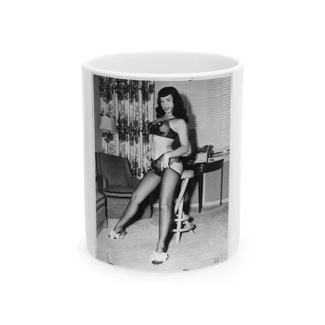 Bettie Page #114 (Vintage Female Icon) White Coffee Mug 11oz - Go Mug Yourself