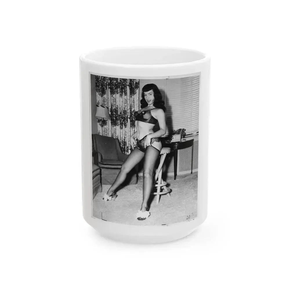 Bettie Page #114 (Vintage Female Icon) White Coffee Mug 15oz - Go Mug Yourself