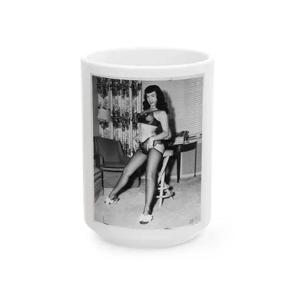 Bettie Page #114 (Vintage Female Icon) White Coffee Mug 15oz - Go Mug Yourself