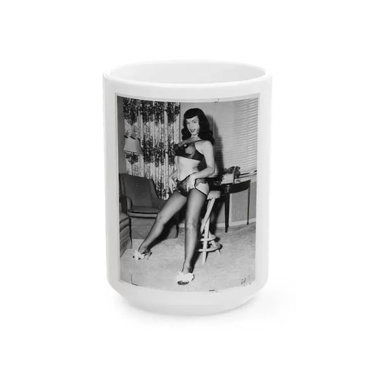Bettie Page #114 (Vintage Female Icon) White Coffee Mug 15oz - Go Mug Yourself