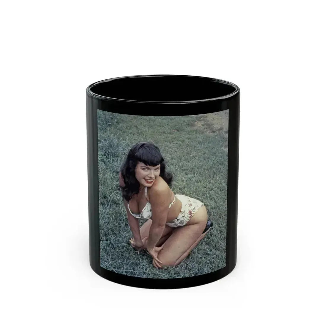 Bettie Page #115 (Vintage Female Icon) Black Coffee Mug 11oz - Go Mug Yourself