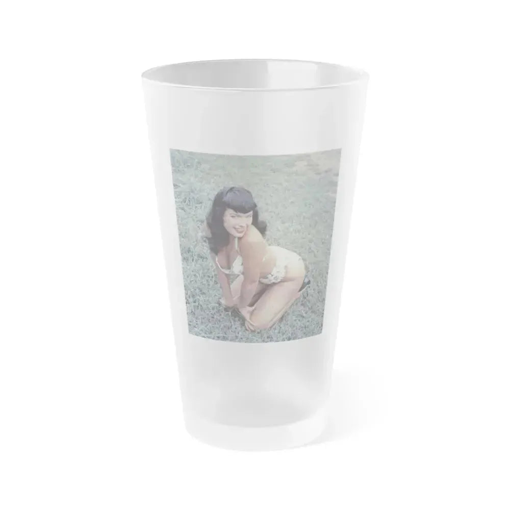 Bettie Page #115 (Vintage Female Icon) Frosted Pint Glass 16oz 16oz Frosted - Go Mug Yourself