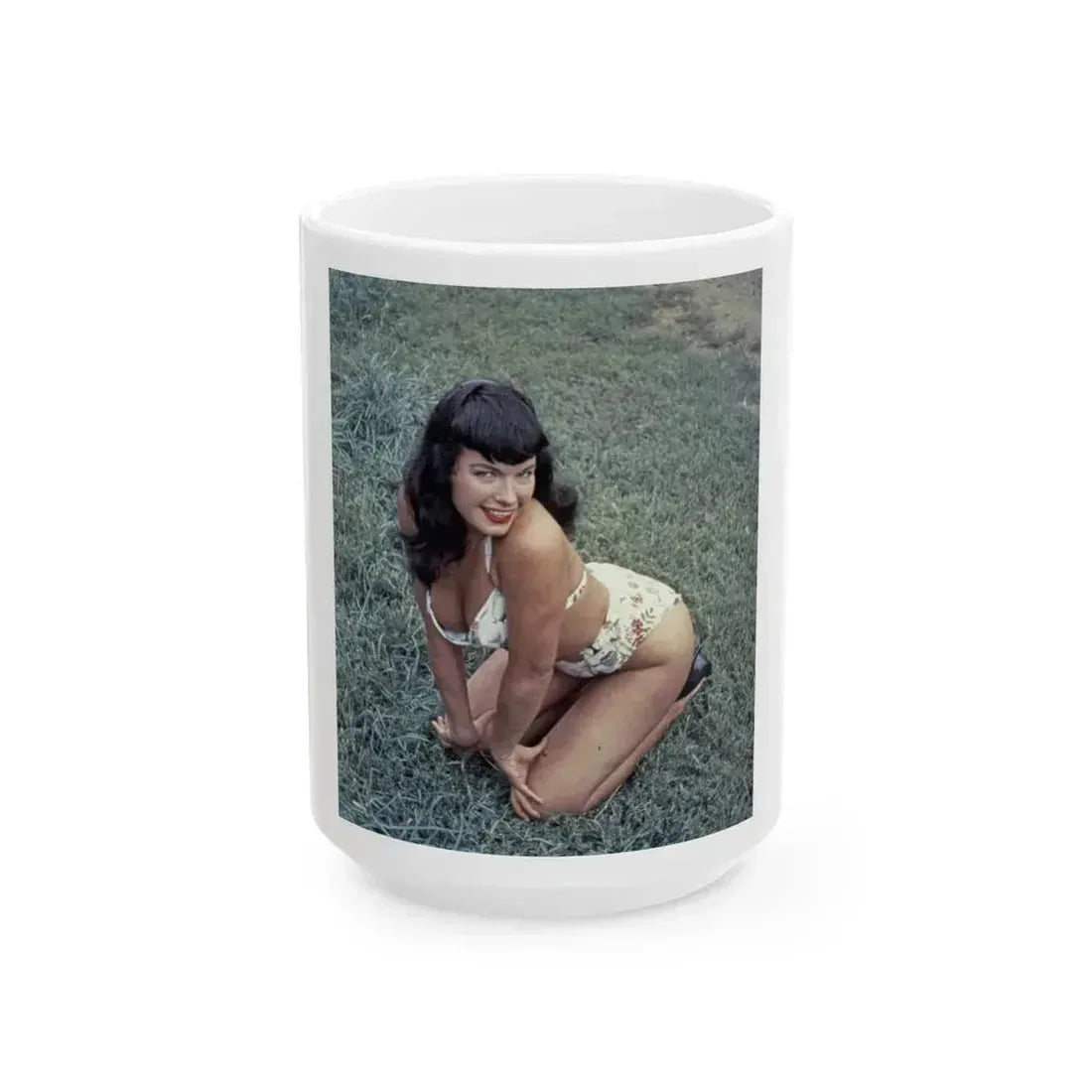 Bettie Page #115 (Vintage Female Icon) White Coffee Mug 15oz - Go Mug Yourself