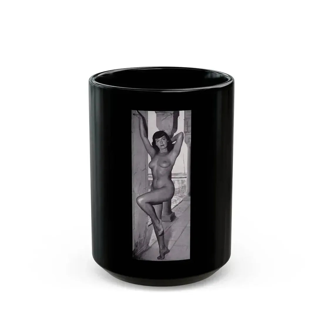 Bettie Page #116 (Vintage Female Icon) Black Coffee Mug 15oz - Go Mug Yourself