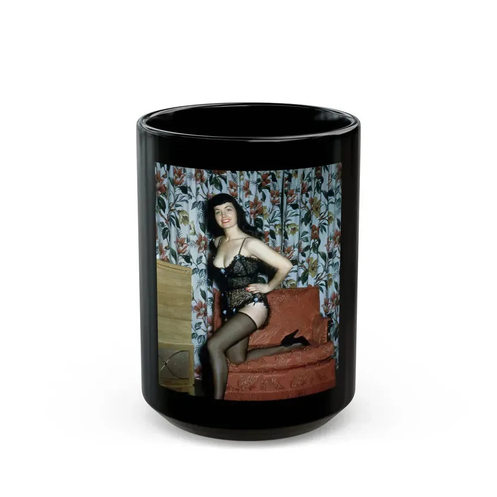 Bettie Page #117 (Vintage Female Icon) Black Coffee Mug 15oz - Go Mug Yourself