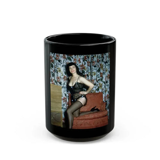 Bettie Page #117 (Vintage Female Icon) Black Coffee Mug 15oz - Go Mug Yourself