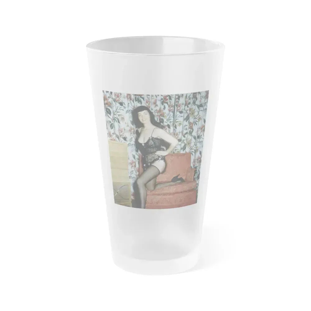 Bettie Page #117 (Vintage Female Icon) Frosted Pint Glass 16oz 16oz Frosted - Go Mug Yourself