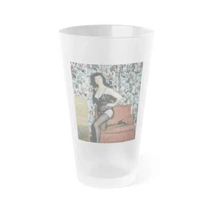 Bettie Page #117 (Vintage Female Icon) Frosted Pint Glass 16oz 16oz Frosted - Go Mug Yourself