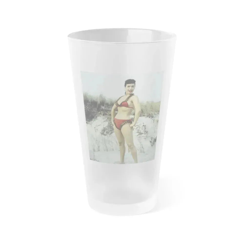 Bettie Page #119 (Vintage Female Icon) Frosted Pint Glass 16oz 16oz Frosted - Go Mug Yourself
