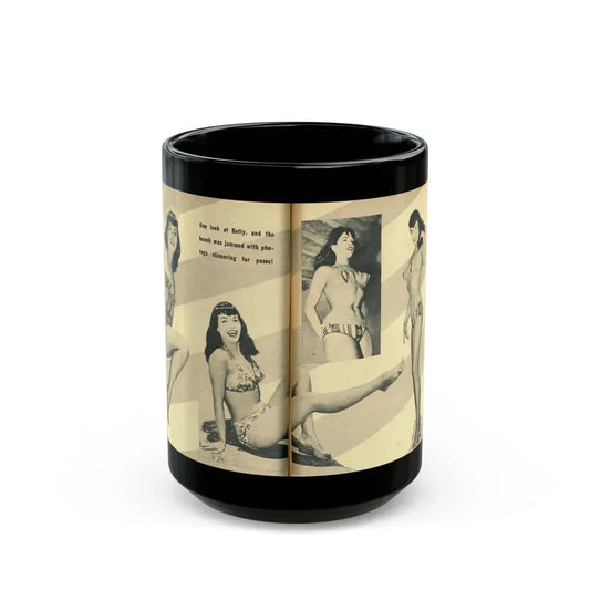 Bettie Page #137 (Vintage Female Icon) Black Coffee Mug 15oz - Go Mug Yourself