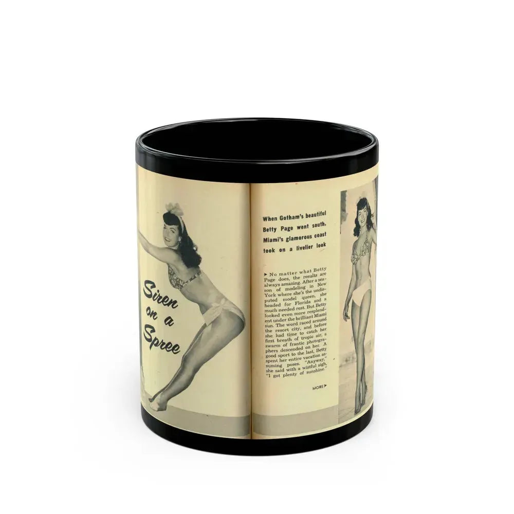 Bettie Page #138 (Vintage Female Icon) Black Coffee Mug 11oz - Go Mug Yourself
