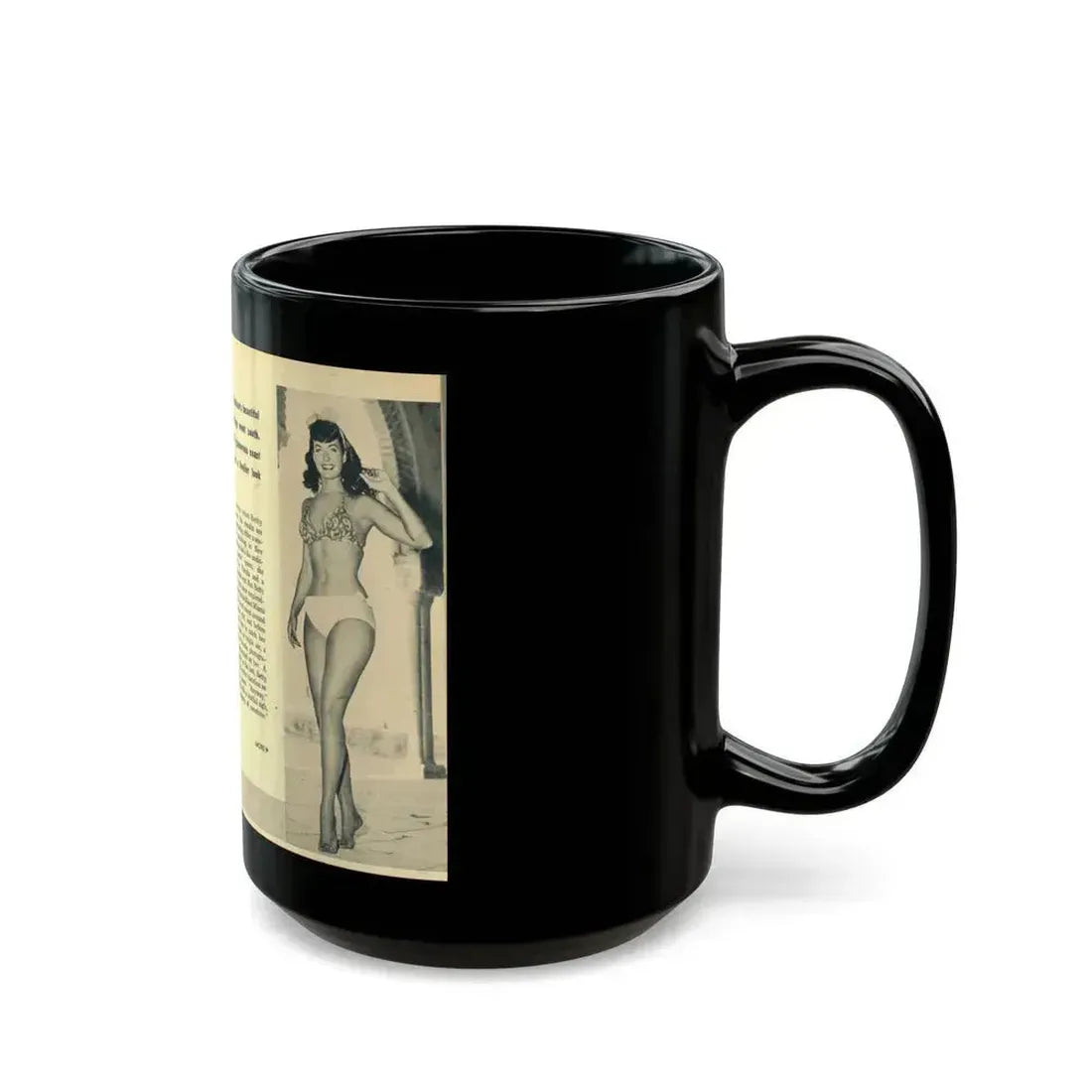 Bettie Page #138 (Vintage Female Icon) Black Coffee Mug - Go Mug Yourself