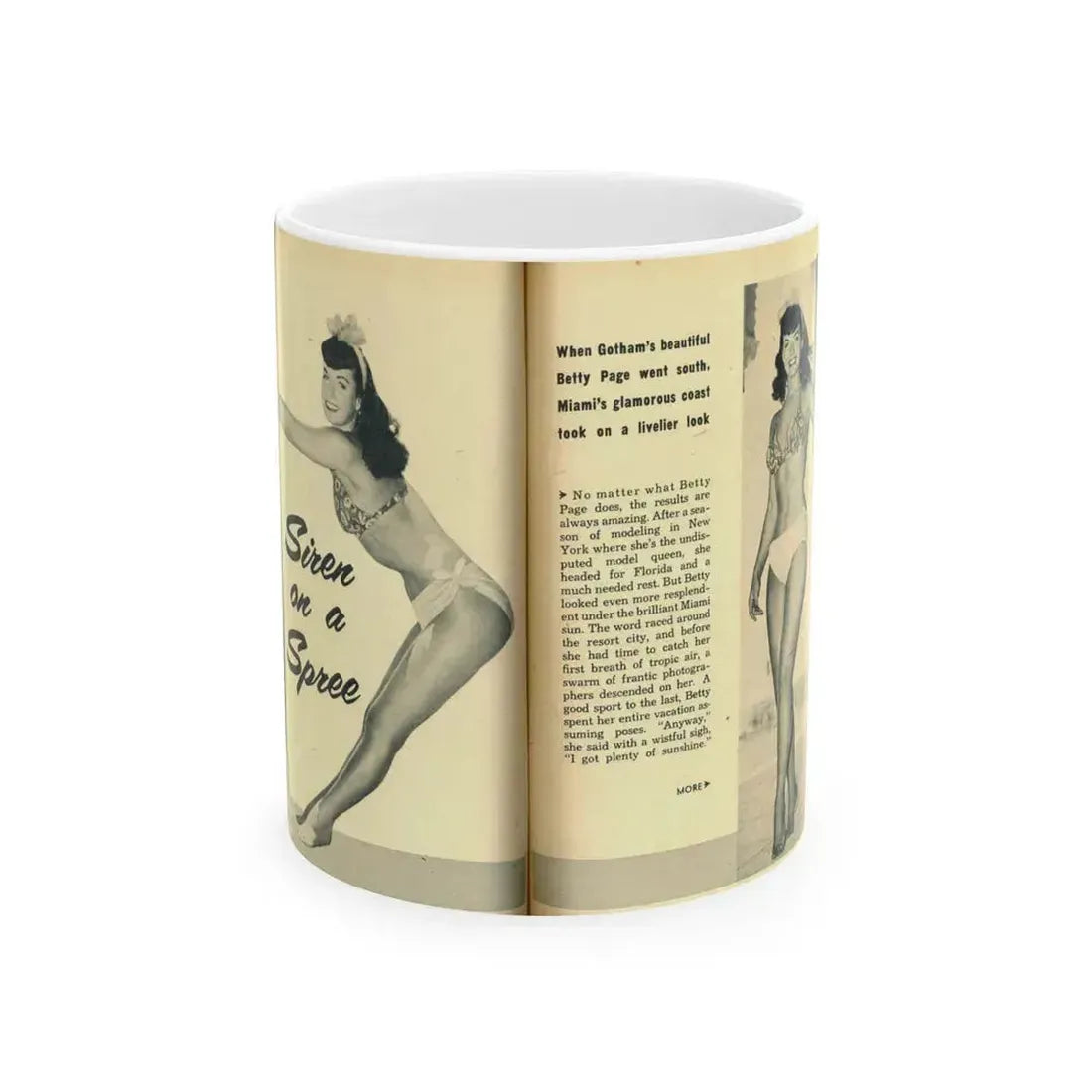 Bettie Page #138 (Vintage Female Icon) White Coffee Mug 11oz - Go Mug Yourself
