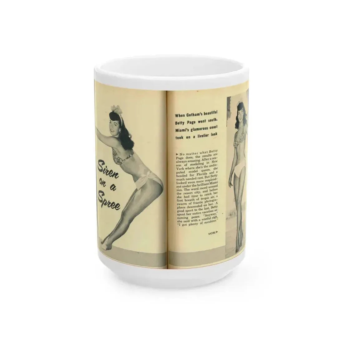 Bettie Page #138 (Vintage Female Icon) White Coffee Mug 15oz - Go Mug Yourself