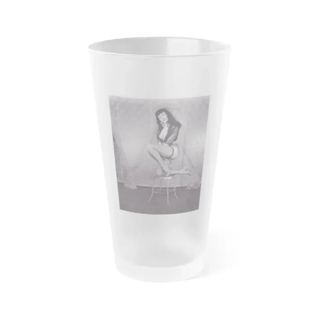Bettie Page #145 (Vintage Female Icon) Frosted Pint Glass 16oz 16oz Frosted - Go Mug Yourself