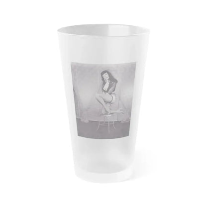 Bettie Page #145 (Vintage Female Icon) Frosted Pint Glass 16oz 16oz Frosted - Go Mug Yourself