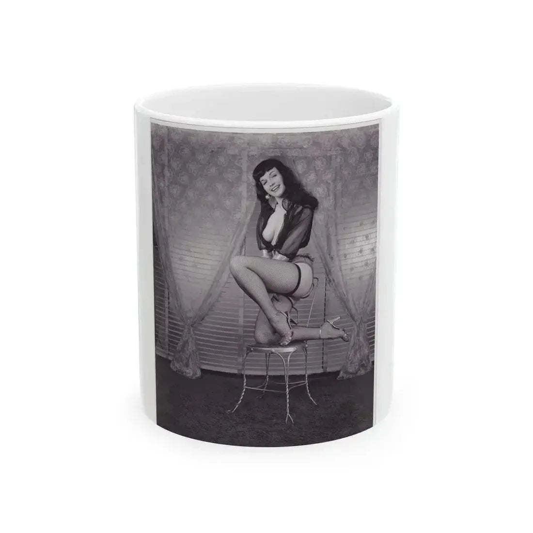 Bettie Page #145 (Vintage Female Icon) White Coffee Mug 11oz - Go Mug Yourself