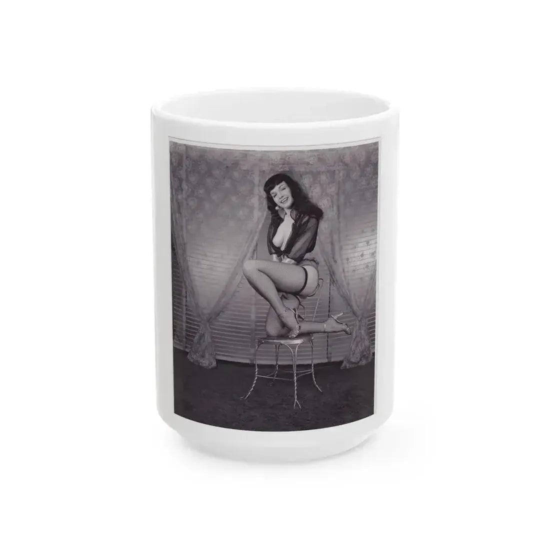 Bettie Page #145 (Vintage Female Icon) White Coffee Mug 15oz - Go Mug Yourself