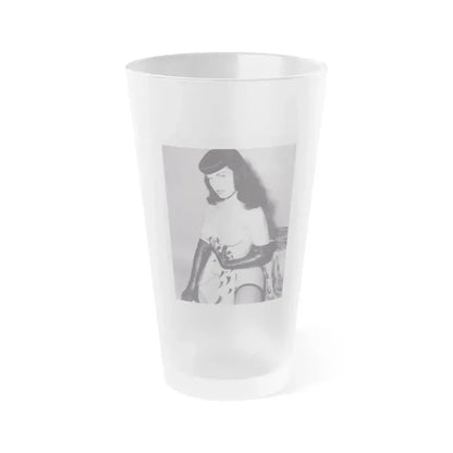 Bettie Page #147 (Vintage Female Icon) Frosted Pint Glass 16oz 16oz Frosted - Go Mug Yourself