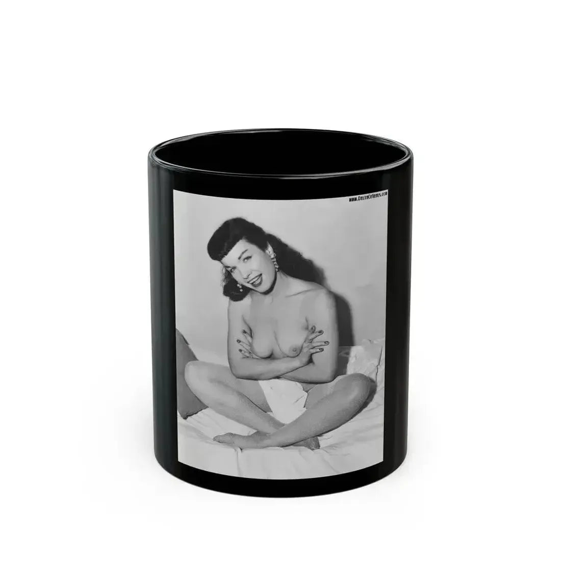 Bettie Page #151 (Vintage Female Icon) Black Coffee Mug 11oz - Go Mug Yourself