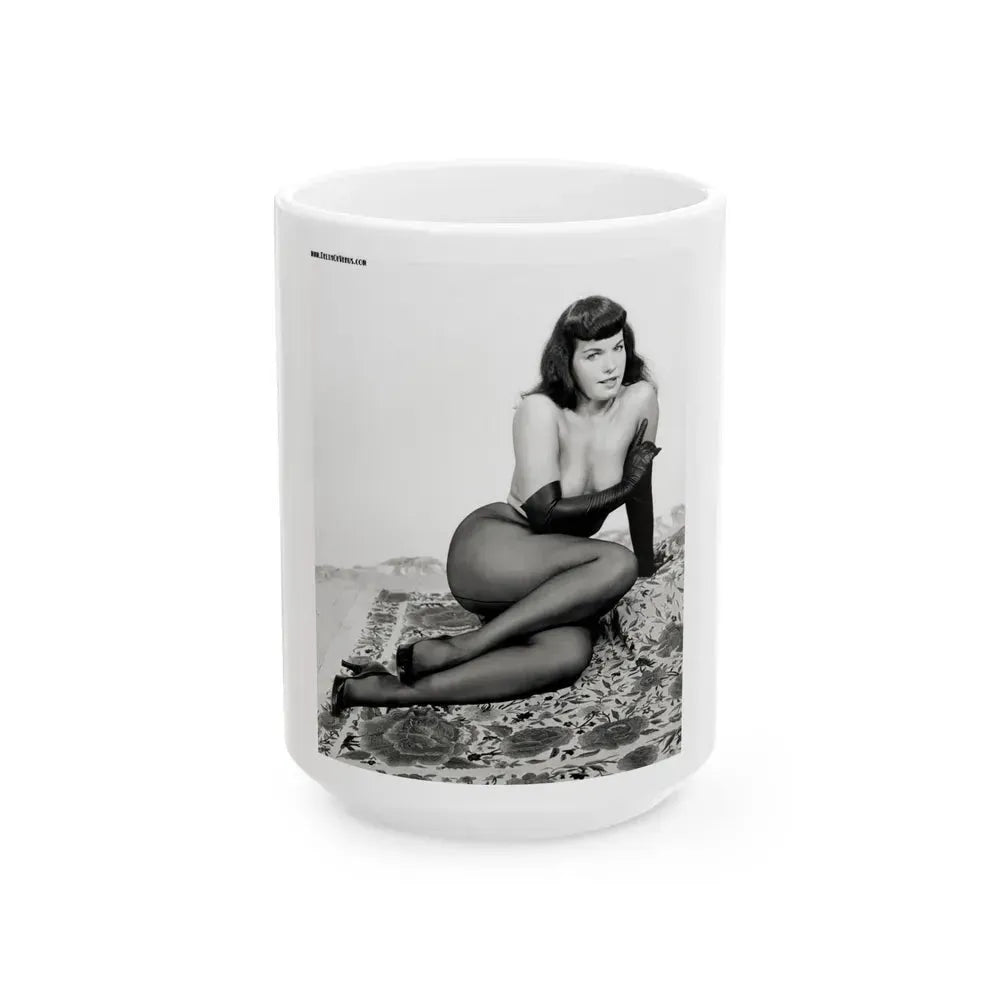 Bettie Page #152 (Vintage Female Icon) White Coffee Mug 15oz - Go Mug Yourself