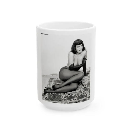 Bettie Page #152 (Vintage Female Icon) White Coffee Mug 15oz - Go Mug Yourself