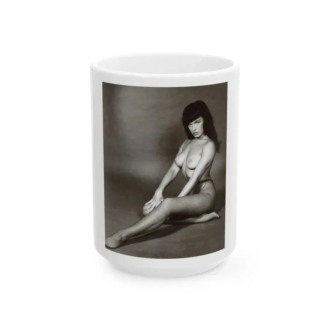 Bettie Page #153_1 (Vintage Female Icon) White Coffee Mug 15oz - Go Mug Yourself