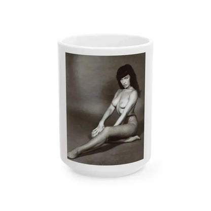 Bettie Page #153_1 (Vintage Female Icon) White Coffee Mug 15oz - Go Mug Yourself