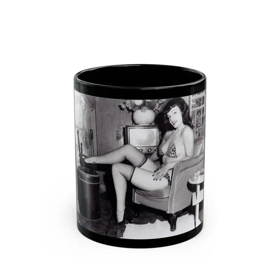 Bettie Page #154 (Vintage Female Icon) Black Coffee Mug 11oz - Go Mug Yourself