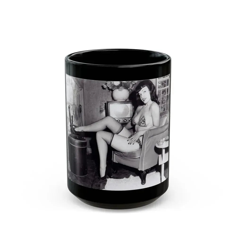 Bettie Page #154 (Vintage Female Icon) Black Coffee Mug 15oz - Go Mug Yourself