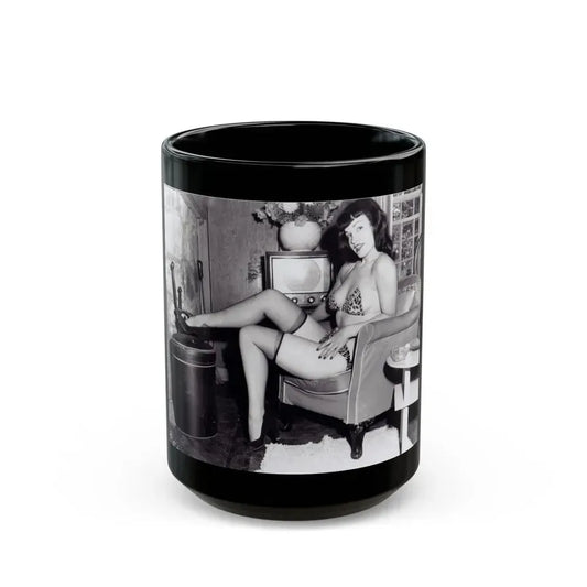 Bettie Page #154 (Vintage Female Icon) Black Coffee Mug 15oz - Go Mug Yourself