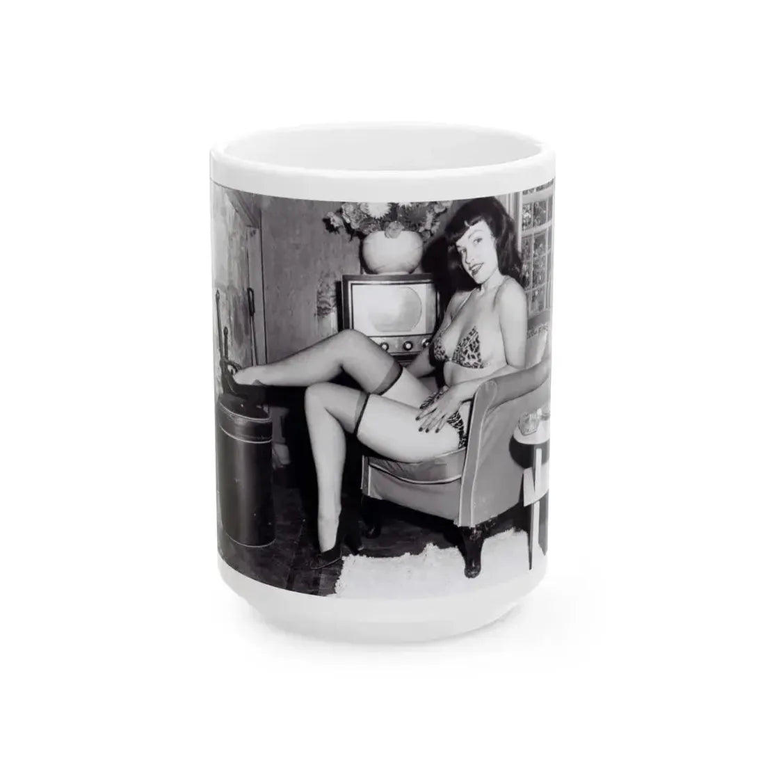 Bettie Page #154 (Vintage Female Icon) White Coffee Mug 15oz - Go Mug Yourself