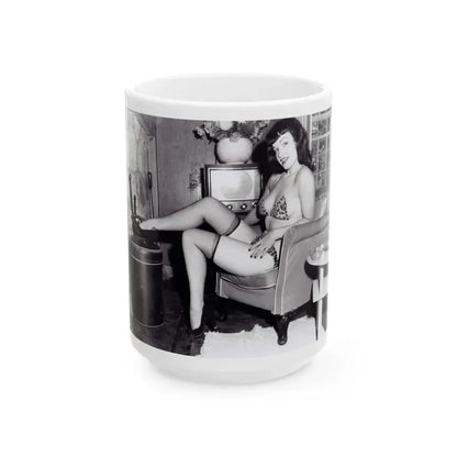 Bettie Page #154 (Vintage Female Icon) White Coffee Mug 15oz - Go Mug Yourself