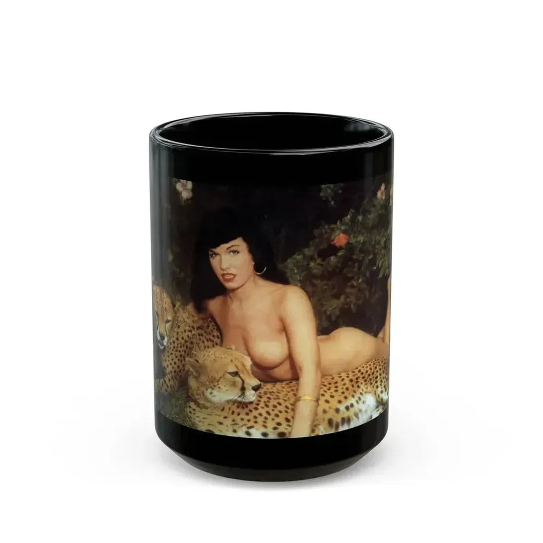 Bettie Page #156 (Vintage Female Icon) Black Coffee Mug 15oz - Go Mug Yourself