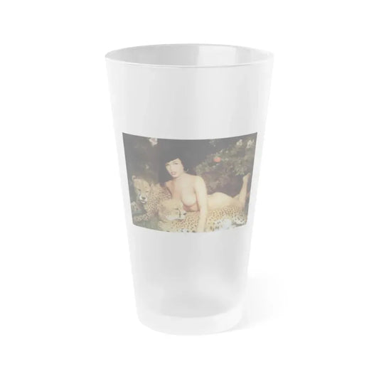 Bettie Page #156 (Vintage Female Icon) Frosted Pint Glass 16oz 16oz Frosted - Go Mug Yourself