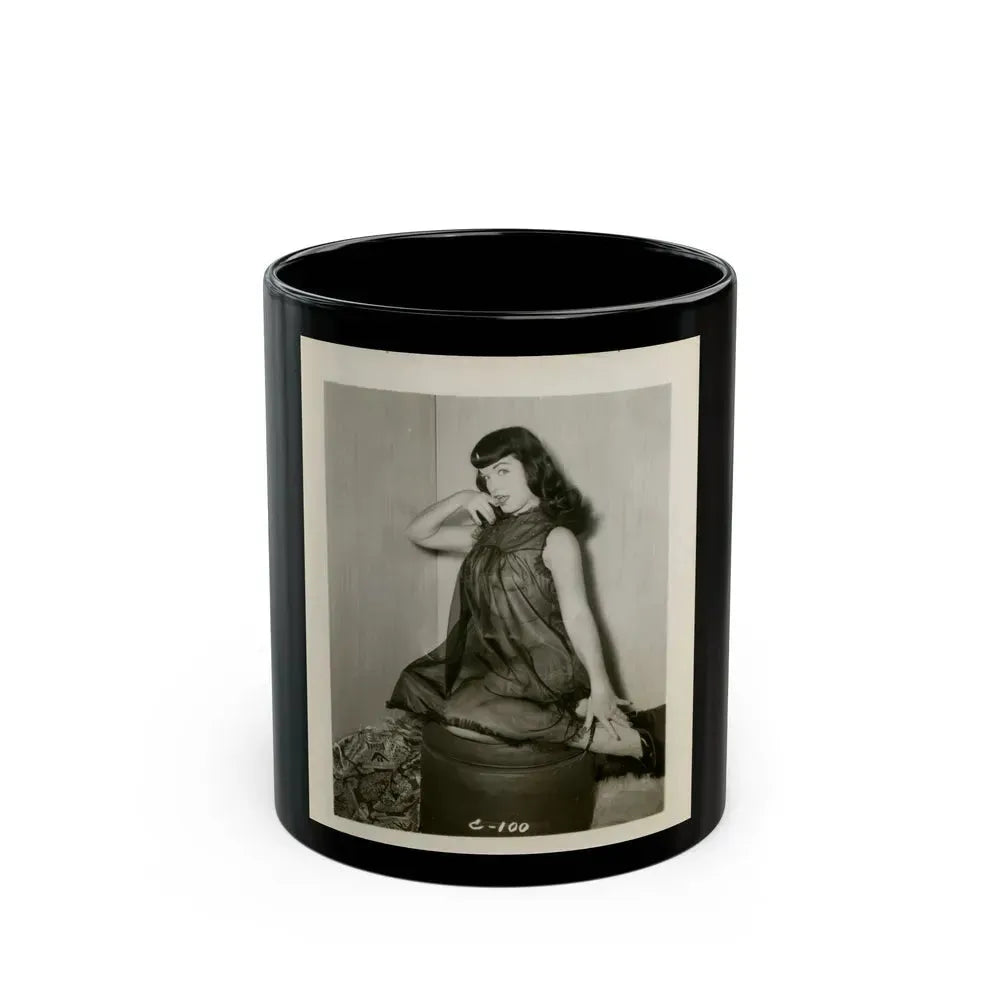 Bettie Page #157 (Vintage Female Icon) Black Coffee Mug 11oz - Go Mug Yourself