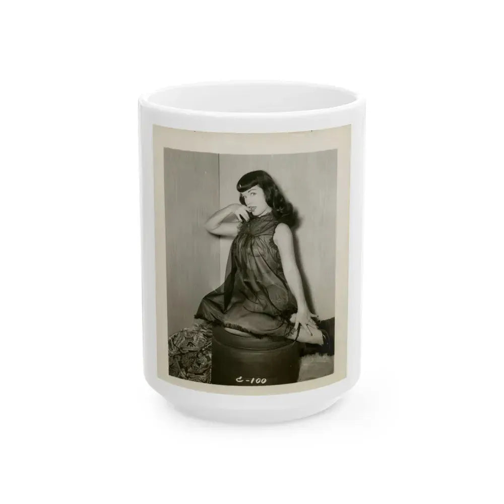 Bettie Page #157 (Vintage Female Icon) White Coffee Mug 15oz - Go Mug Yourself